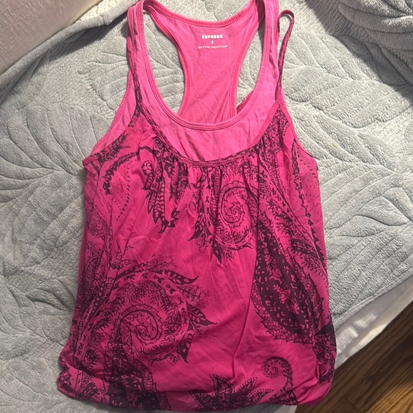 Express Tops - Express Fuchsia Paisley Racerback Tank Top